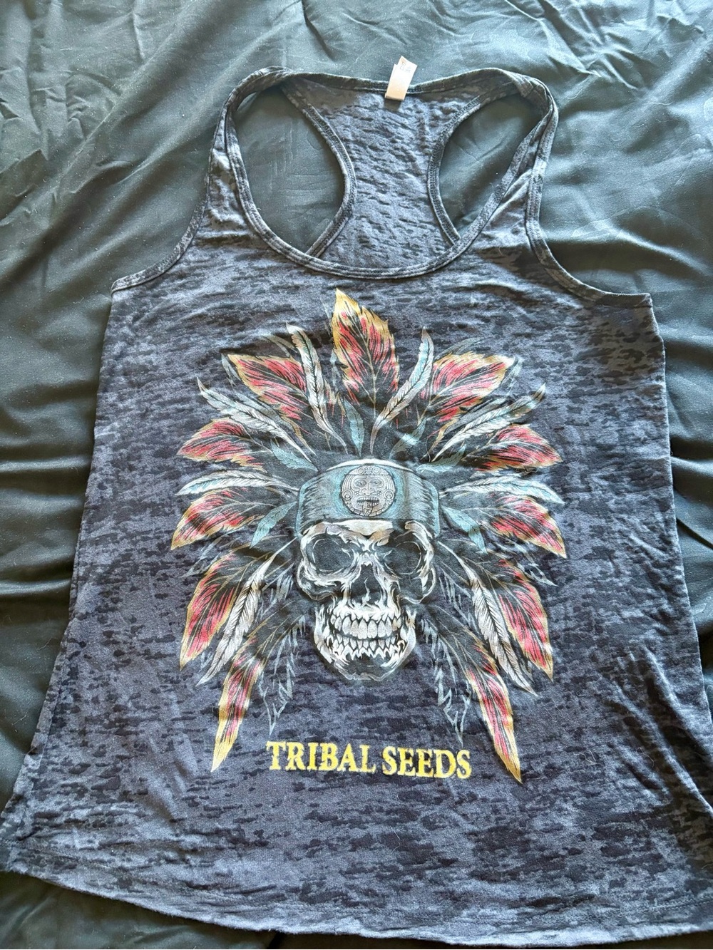 Next Level Apparel Black Women's Tank with Feathered Skull Graphic